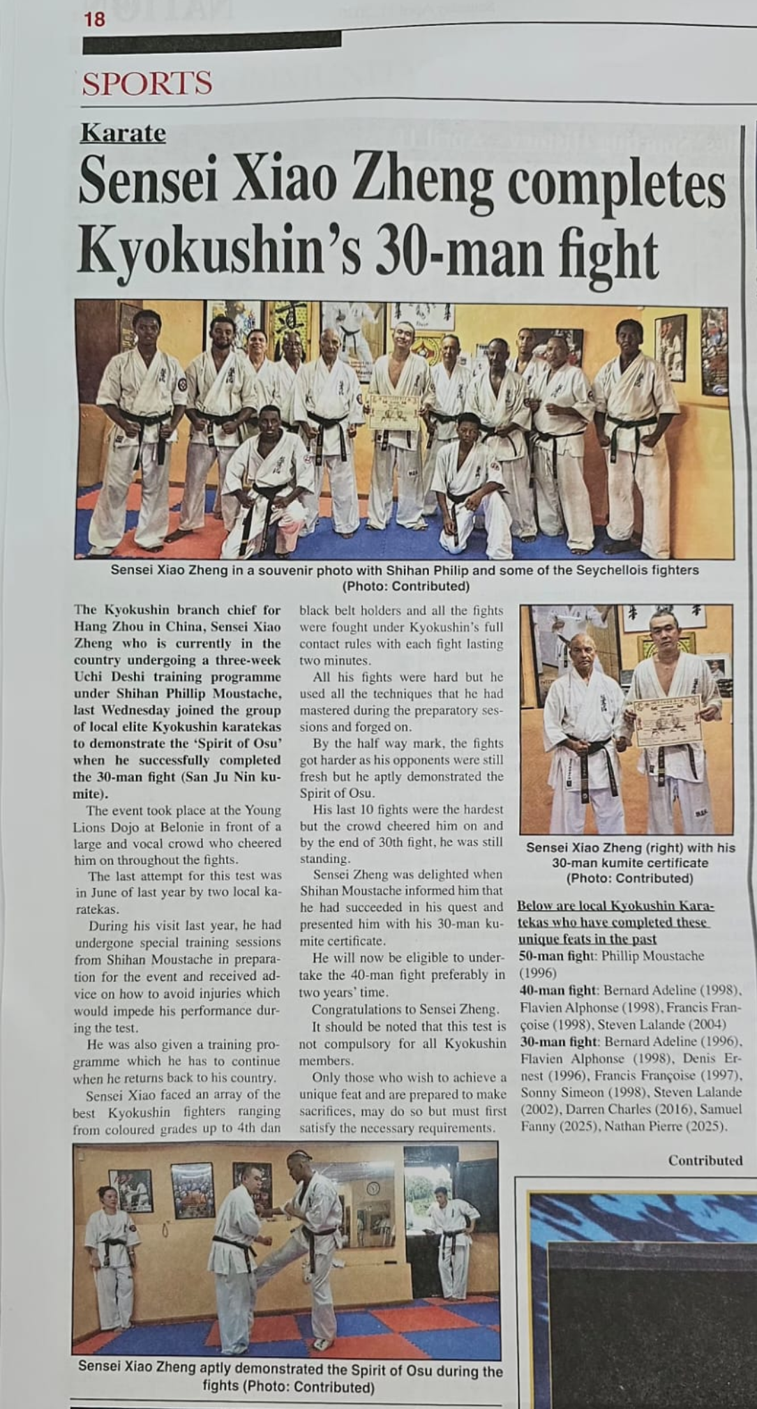 Sensei Xiao Zheng Completes Kyokushin’s 30-Man Kumite